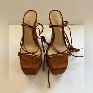 SCHUTZ Women’s Athena Platform Tan Brown Platform Strappy Sandals Size 6.5B